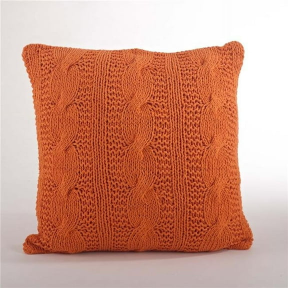 Saro Lifestyle Cable Knit Design Throw Pillow Tangerine