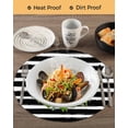 thumbnail image 3 of 15 Inch Round Placemats Set of 4, Flower Wreath Non Slip Heat Insulation PP Table Mats, Farmhouses Bow-Knot Black Stripes Washable Place Mats for Kitchen Dining Party Table Decor, 3 of 7