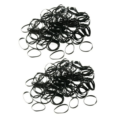 Unique Bargains 300 PCS Elastic Rubber Hair Ties Bands Ponytail Braid Holder Black