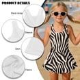 thumbnail image 6 of Xixirimido Black Zebra Stripe Print Modest Girls’ Swimwear One Piece – Hawaiian Skirted Bathing Suit with Built-in Shorts, Sleeveless UPF 50+ Swimsuits, 10-11 Years, 6 of 7