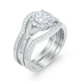 thumbnail image 3 of Three Piece Round Band Ring Bridal Set CZ 925 Sterling Silver Size 8, 3 of 4