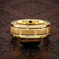 thumbnail image 4 of Tungsten Ring For Men Women Wedding Band Gold Brick Pattern Size 6-16 (Tungsten, 8), 4 of 6