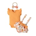 thumbnail image 1 of Body De Bebé, Conjunto De Canastilla, Monos Para Niñas Pequeñas, Moda, Estampado De Flores, Volantes, Mono De Manga Corta, Mono, Traje Con Lazo Naranja Odeerbi LM103-8538, 1 of 9