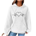 thumbnail image 2 of Dasayo White Women's Sweatshirts and Hoodies Long Sleeve Waffle Knit Drawstring Heart Pocket Hoodies Blouses for Women M, 2 of 4
