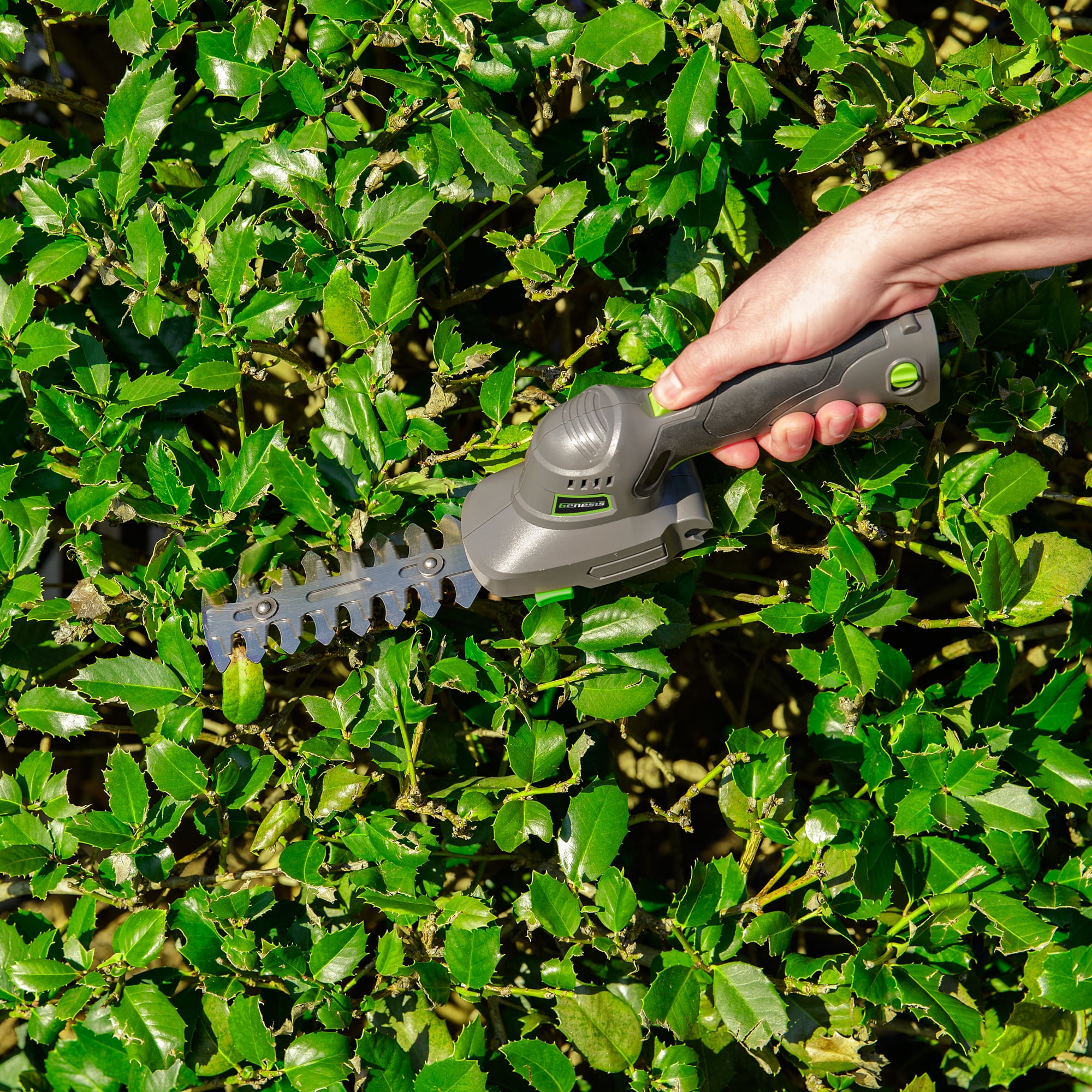 Genesis GLGT08B 8V 2.0Ah Cordless Electric Hedge Trimmer, Rechargeable Battery