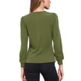 thumbnail image 3 of Long Sleeve Ribbed Knit Shirts for Women Casual Button Down Crew Neck Tops Trendy Henley Shirt L Green, 3 of 6