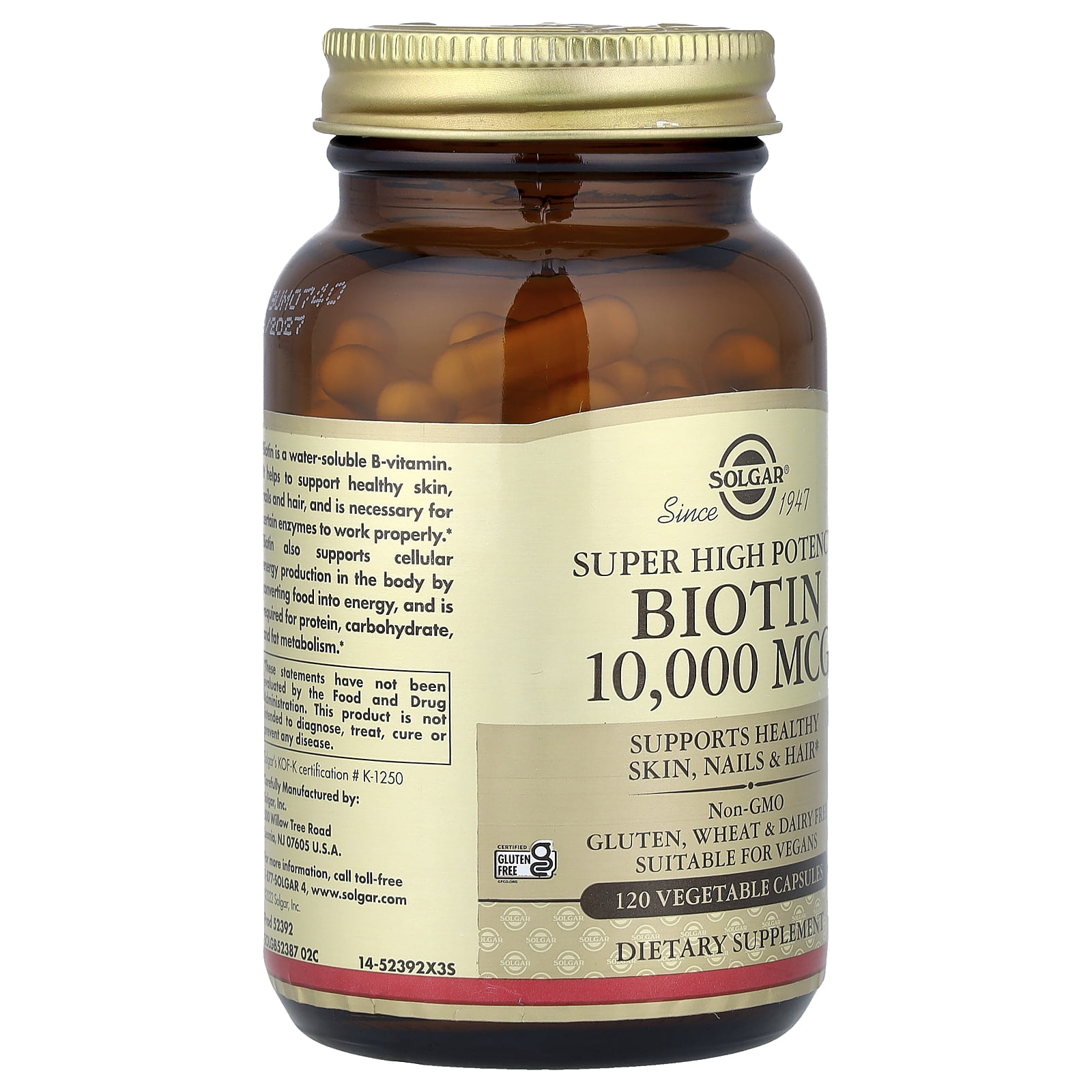Solgar Biotin, Super High Potency , 10,000 mcg, 120 Vegetable Capsules