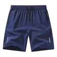 thumbnail image 3 of Aobny Running Men's Shorts Quick Dry Zip Pockets Shorts Casual Baggy Mens Beach Shorts,Blue,S, 3 of 4