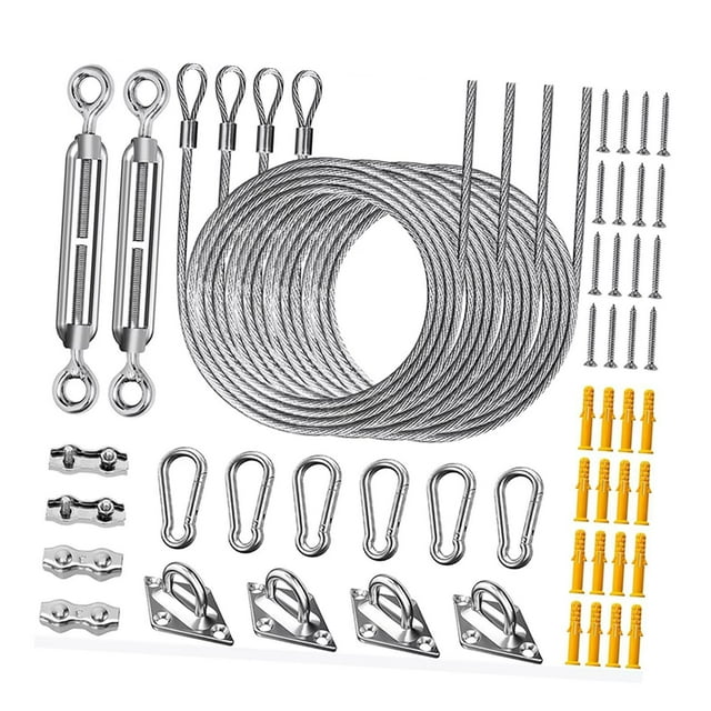 Kit de herrajes para toldo vela, accesorios, juego de fijación para toldo portátil de alambre metálico 52 piezas