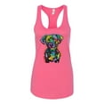 thumbnail image 3 of Dean Russo Unconditional Loyalty Dog Lover Ladies Racerback Tank Top, Hot Pink, Large, 3 of 6