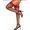 Black and Red, variant on Women's Lace Top Fishnet Thigh-High Stockings with Antiskid Silicone Sexy Stay Up Tights Pantyhose Black One Size