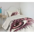 thumbnail image 2 of Ambesonne Butterfly Quilted Coverlet 2 Pcs, Woman Eyelashes, Twin Size, Pale Pink Purple, 2 of 5
