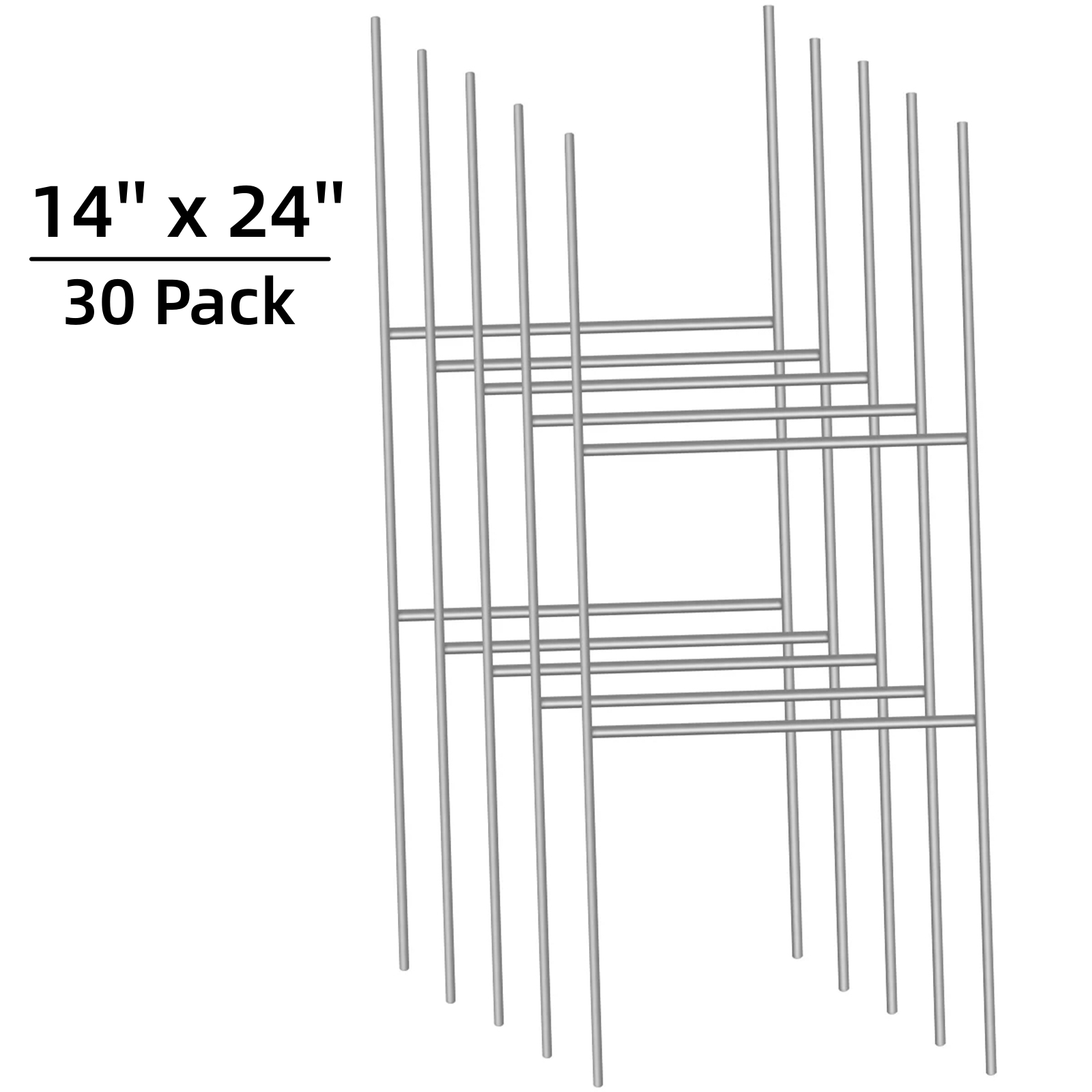 30PCS Metal HStakes Frame 24"x14" Wire Stakes Yard Sign Stake for 4mm