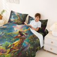 thumbnail image 3 of Homewish Vintage Dino Queen Sheets,Jungle Wildlife Queen Sheet Sets,Green,4pcs,1 Flat Sheet, 1 Fitted Sheet and 2 Pillowcases, 3 of 6