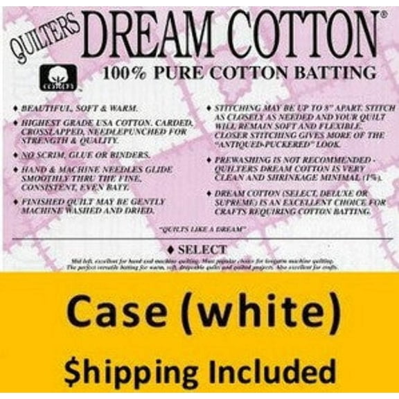 W4D Dream Cotton White Select Batting (Case(6), Double 93 in x 96 in) shipping included*