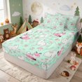 thumbnail image 3 of Erosebridal Fox Zipper Queen Comforter Set with Fitted Sheet and 2 Pillowcases for Girls, Green Bunnies Zipper Bedding Set, Polka Dots Reversible, 3 of 7