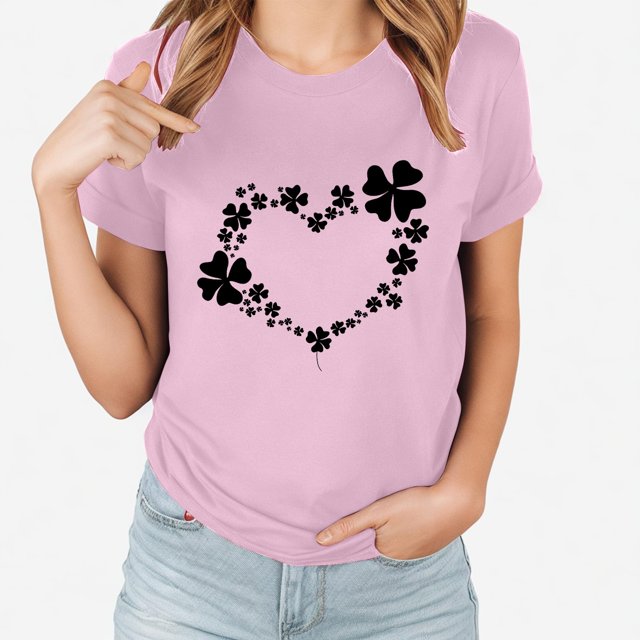 LSLJS T-shirt Imprimé pour la Saint-Patrick pour Femmes avec Col Rond et Manches Courtes, Cadeaux pour Femmes