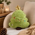 thumbnail image 2 of Cute Christmas Tree Plush Throw Pillow, Soft Green Xmas Tree Shaped Decorative Cushion with Golden Star, Embroidered Face Accent Pillow for Sofa Couch Bedroom Christmas Home Decor, 2 of 7