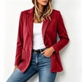 thumbnail image 4 of Womens Faux Suede Blazer Business Casual One Button Slim Suit Jackets Lapel Collar Solid Color Trendy Outfits Red M, 4 of 9