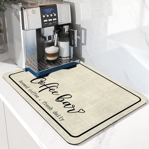 Coffee Bar Mat Rubber Dish Drying Mat For Kitchen Counter Coffee Mat for Home Bar Gift Kitchen Mat Coffee Bar Accessories Decorative Coffee Shop Chocolate Dish Drying Pad 18" X 24"