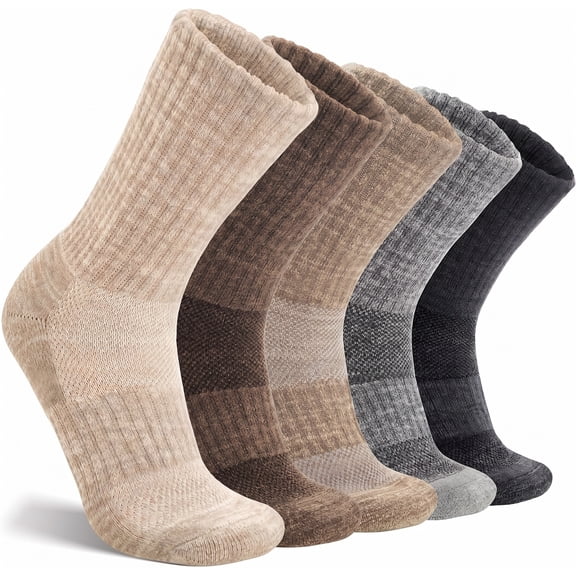 Merino Wool Hiking Socks, Thermal Crew Socks for Men & Women – Maximum Breathability, Cushioning, 5 Pairs