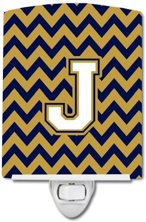 Cj1057 Jcnl Letter J Chevron Navy Blue And Gold Ceramic Night Light 6x4x3 Multicolor Walmart Com Walmart Com