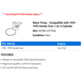 thumbnail image 2 of Water Pump - Compatible with 1992 - 1995 Honda Civic 1.6L 4-Cylinder 1993 1994, 2 of 2