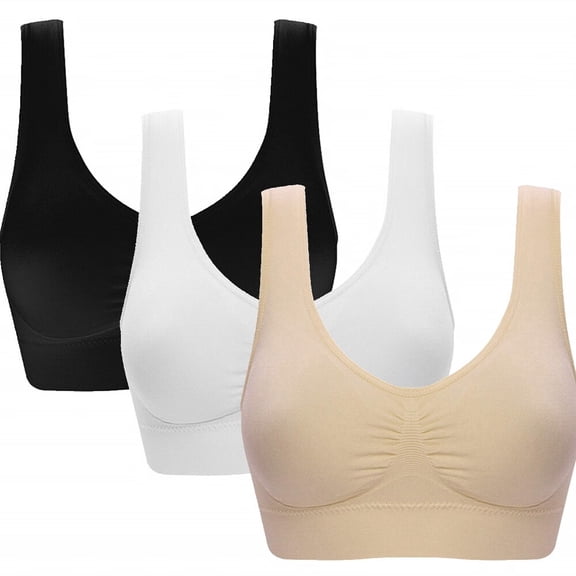 Bird Women's 3 Pack Seamless Comfortable Sports Bra with Removable Pads