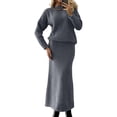 thumbnail image 2 of Women'S Casual 2 Pieces Set Crewneck Sweater and Fishtail Skirt Knit Outfits for Fall Winter Fashion Dark Gray S, 2 of 8