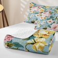 thumbnail image 4 of Erosebridal Chic Floral Quilt King, Retro Blossom King Coverlet Set, Gray Reversible, Sky Blue, 3-Piece (1 Bedspread and 2 Pillowcases), 4 of 7