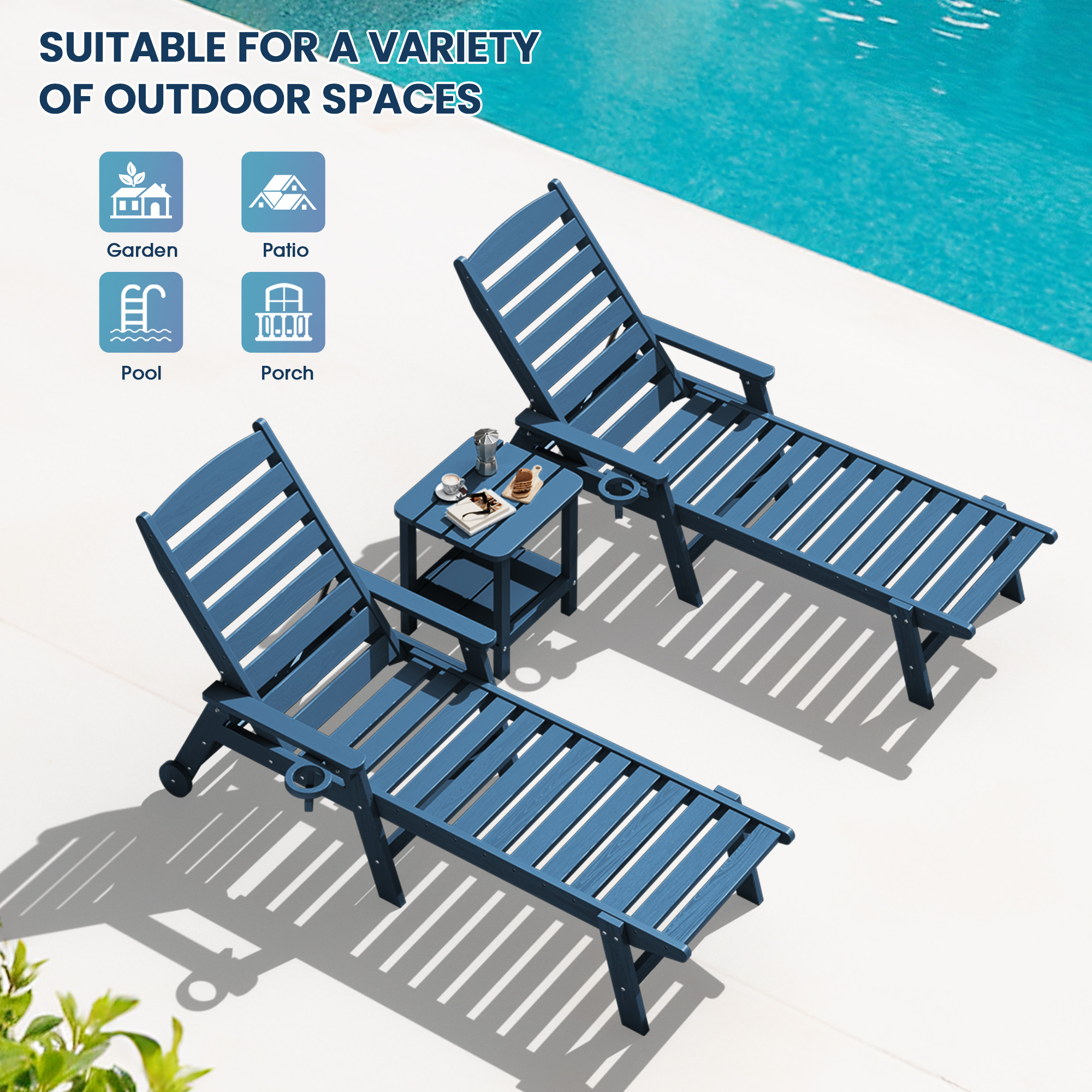 Serwall Adirondack Outdoor Side Table, Blue photo 2