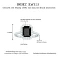 thumbnail image 6 of Rosec Jewels Lab Grown Black Diamond Emerald Cut Engagement Ring with Halo - 6X8mm - AAAA Grade - Black and White Diamond Ring, 10K White Gold, US 7.50, 6 of 7