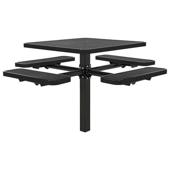 46" SquarePicnic Table, In-Ground Mount , Black
