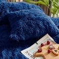thumbnail image 5 of BLEUM CADE Luxury Fluffy Fuzzy King Bedding Comforter Set,4 Pieces Shaggy Duvet Cover Set,Furry Plush Velvet Comforter Cover with Zip Closure,King,Navy Blue, 5 of 8