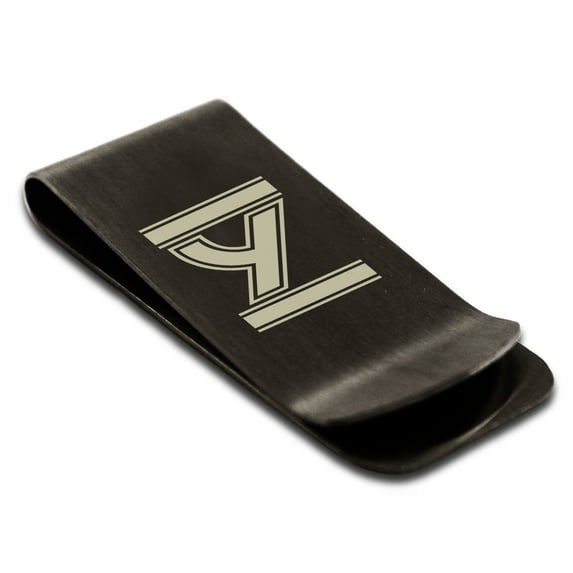 Stainless Steel Letter Y Initial Empire Monogram Engraved Engraved Money Clip Credit Card Holder