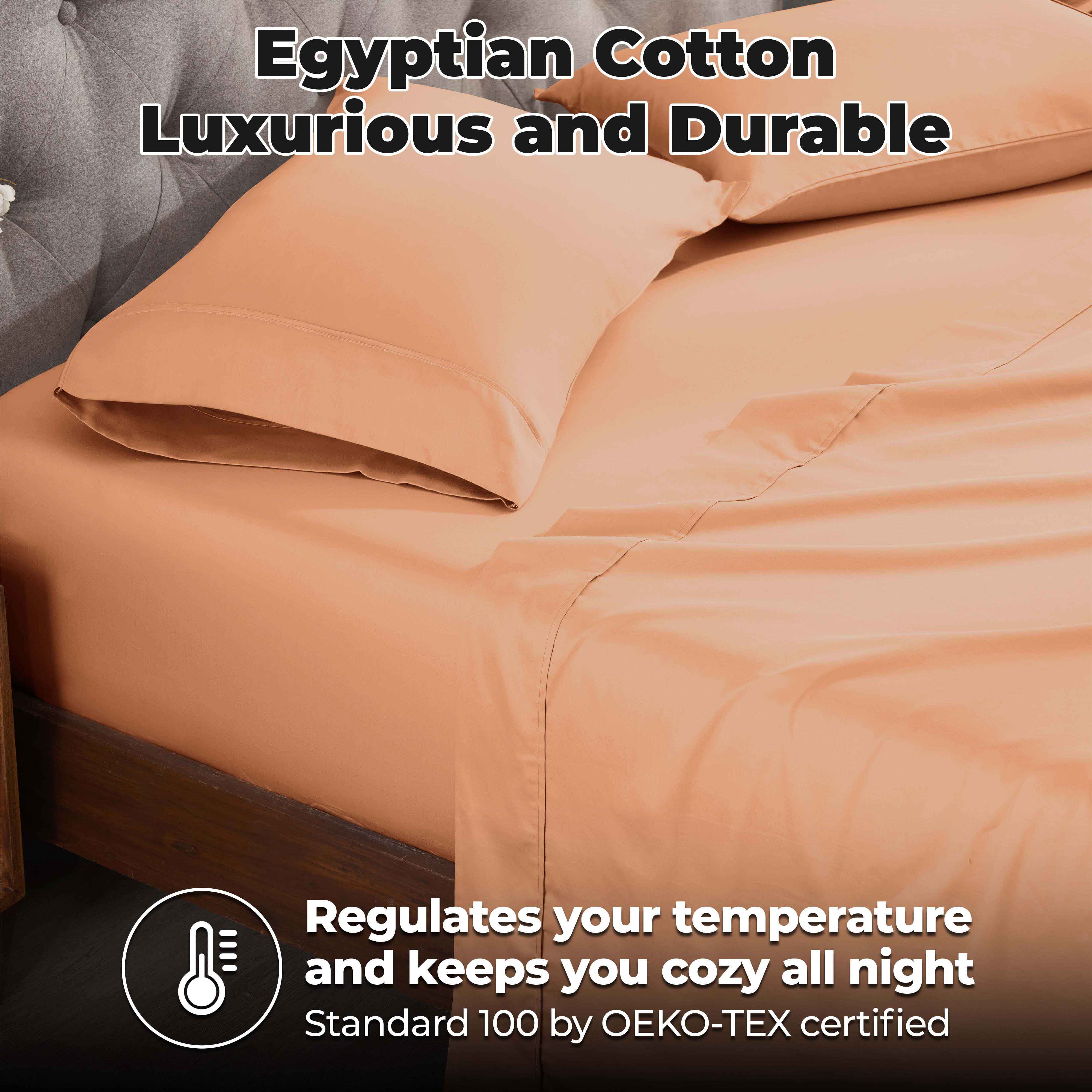 Superior Egyptian Cotton 300 Thread Count Deep Pocket Sheet Set, California King, Beige
