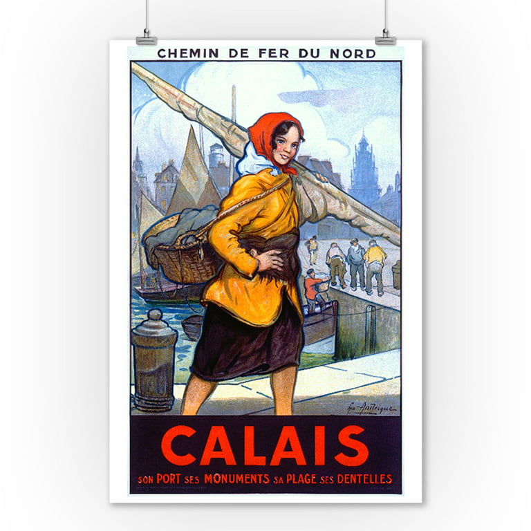 Chemin de Fer du Nord - Calais Vintage Poster (artist: Andrique) France c. (9x12 Art Decor Travel Poster) - Walmart.com