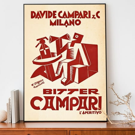 Kna Prints - 1 Pc Poster Vintage Bitter Campari Poster, Art Nouveau French Print, Retro Advertising Poster, Cool Poster, Trendy Home Decor, UNFRAMED-24x36