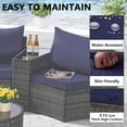 thumbnail image 4 of 7 Pieces Half-Moon Outdoor Patio Furniture Set, Rattan Patio Conversation Set with Coffee Table & 2 Sofa Side Table for Backyard, Blue, 4 of 7