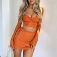 thumbnail image 4 of Vestido Top sexy para mujer y minifalda recortada, jersey, ropa de verano para mujer Ygjytge Naranja T M para Mujer, 4 of 6