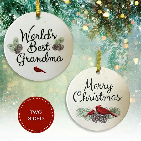 Grandma Christmas Ornament - World's Best Grandma Colorful Ceramic Xmas