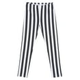 thumbnail image 6 of HDE Girl's Leggings Holiday Stretchy Full Ankle Length Striped Tights Black and White Vertical Stripes - XS, 6 of 6