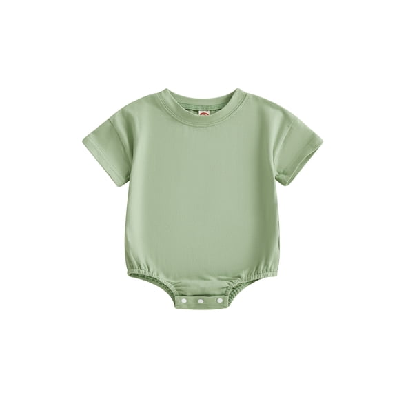 Gzhioc Infant Baby Boys Girls Summer Romper 0 3 6 12 18 Months Solid Color Short Sleeve Round Neck Newborn Bodysuit