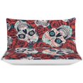 thumbnail image 3 of HAHDAXIA Skull Rose Pattern Bedding Solid Comforter Set for All Seasons,3 Pieces(1 Comforter+2 Pillowcases),Soft Microfiber Bedding Set Twin(86"x70"), 3 of 7