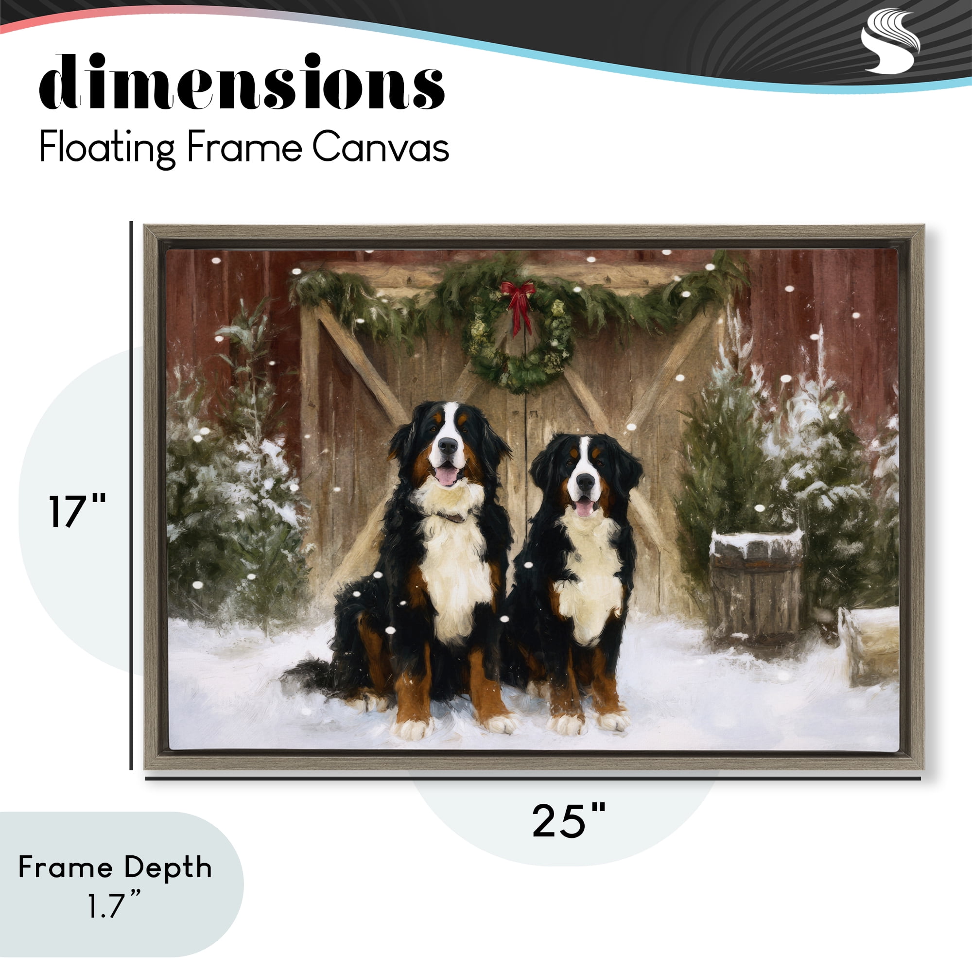 Stupell Industries Barnyard Bernese Mountain Dogs Brown Framed Floater Canvas Wall Art, design by Tina LeCour