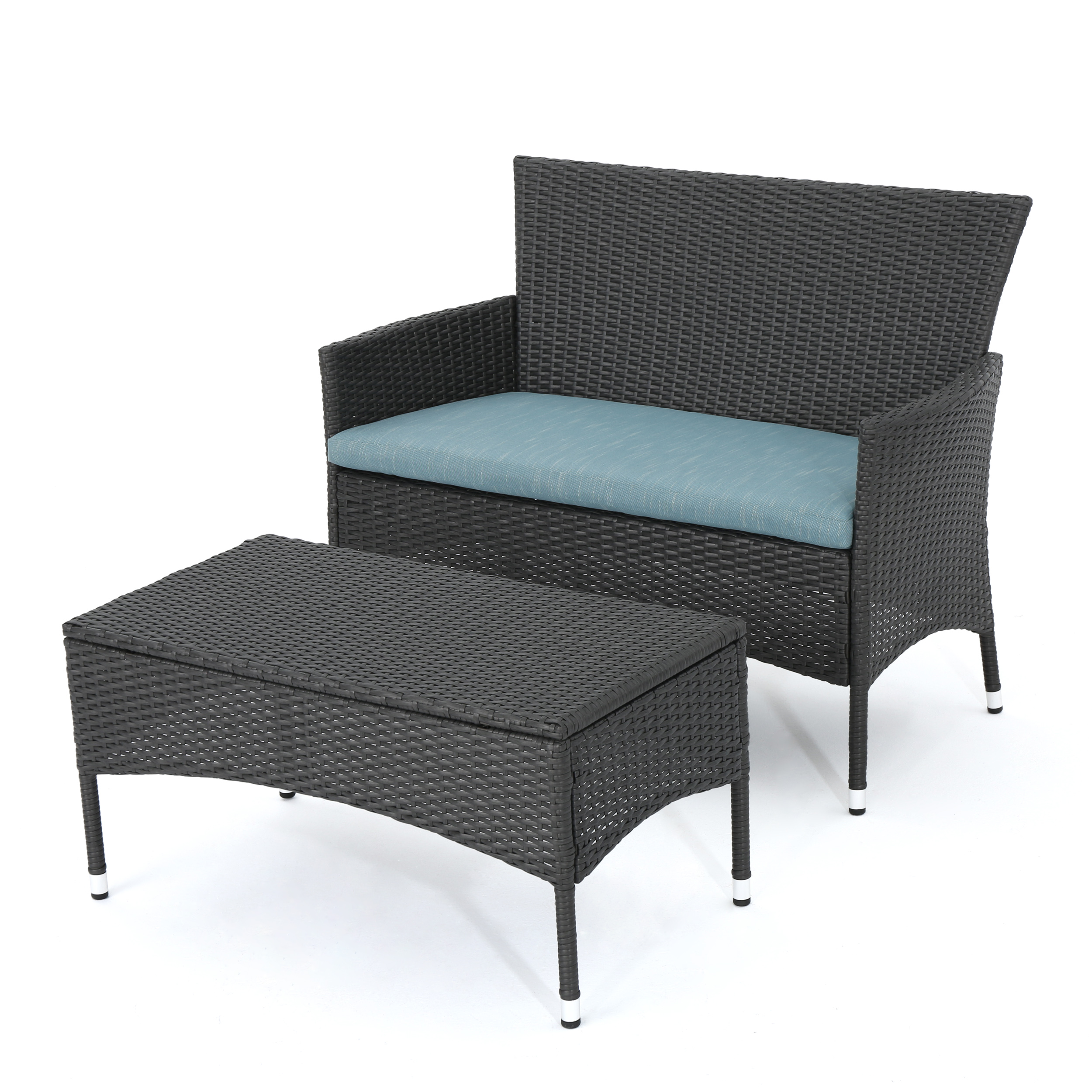 Malta Outdoor 2 Seater Grey Wicker Conversation Set with Water