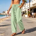 thumbnail image 2 of CHGBMOK Womens Cotton Linen Pants Baggy Boho Casual Palazzo Pants Wide Leg Long Lounge Trousers with Pockets, 2 of 6