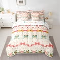 thumbnail image 3 of Homewish Kawaii Christmas Bowknot Bedding Comforter Set 7 Pieces for Child, Dreamy Cartoon Stars Print Full Bedding Set, Xmas Flower Plant Reversible Fitted Sheet Flat Sheet, Breathable Home Decor, 3 of 8