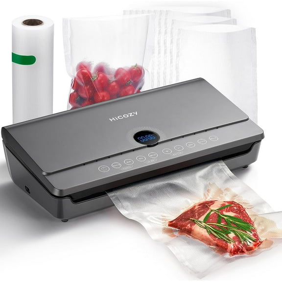 Food Vacuum Sealer with Built-in Cutter and BPA-free Roll & Bags, Automatic Air Sealing Dry & Moist Food Modes