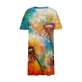 thumbnail image 4 of Viikei Summer Dresses Clearance,Women's Casual Ruffle Short Sleeve Dress,Plus Size Dress for Women V Neck Summer Printing Sundresses Knee Short Sleeve with Pockets Multicolor L, 4 of 5